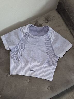 Prozis Lilac Short Sleeve Ribbed Crop Top